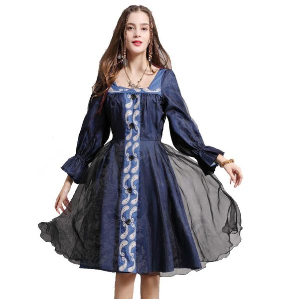 casual dresses women square collar long sleeves embroidery gauze ball gown denim dress ruffle cuff vintage single breasted vestido fs1132, Black;gray
casual dresses women square collar long sleeves embroidery gauze ball gown denim dress ruffle cuff vintage single breasted vestido fs1132, Black;gray
