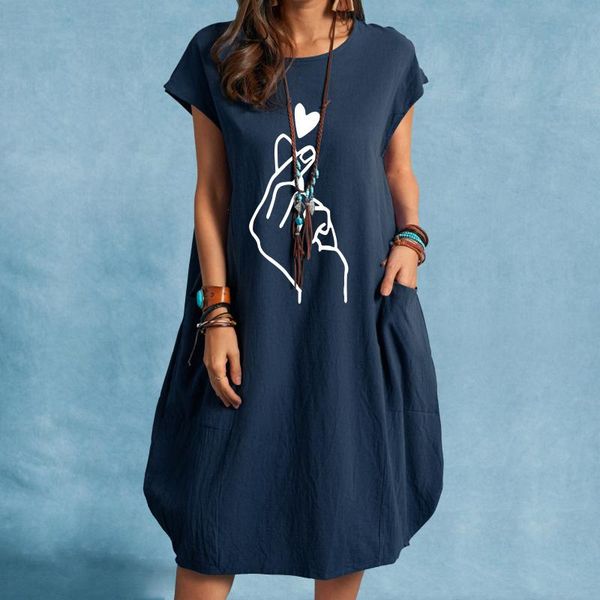 casual dresses oversize loose dress women summer vintage printing o-neck with pocket short sleeve straight, Black;gray
casual dresses oversize loose dress women summer vintage printing o-neck with pocket short sleeve straight, Black;gray