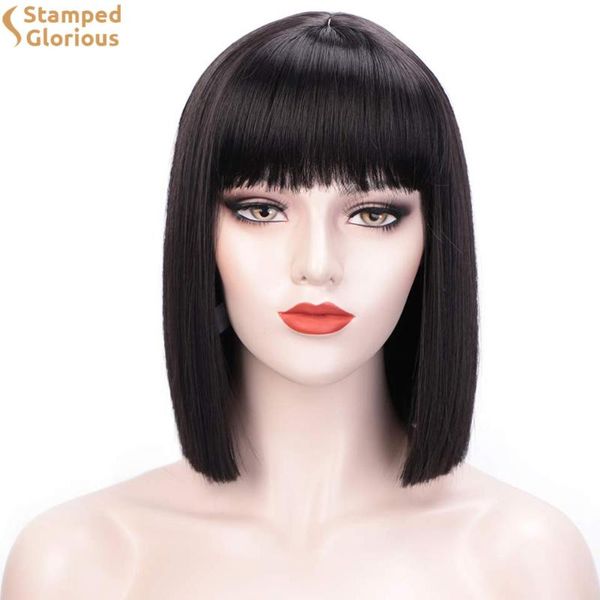 stamped glorious synthetic short straight wig with bangs for black women bob wigs shoulder length heat resistant hair
stamped glorious synthetic short straight wig with bangs for black women bob wigs shoulder length heat resistant hair