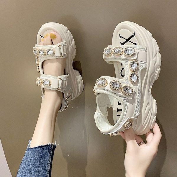 women sandals 2021 luxury platform sandal summer casual breathable open toe high heels rhinestones sandalias mujer, Black
women sandals 2021 luxury platform sandal summer casual breathable open toe high heels rhinestones sandalias mujer, Black