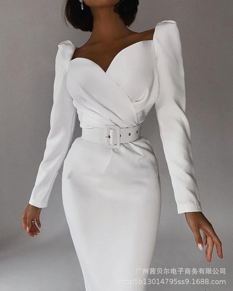 casual dresses white square collar waist pencil dress women belt 2021, Black;gray
casual dresses white square collar waist pencil dress women belt 2021, Black;gray