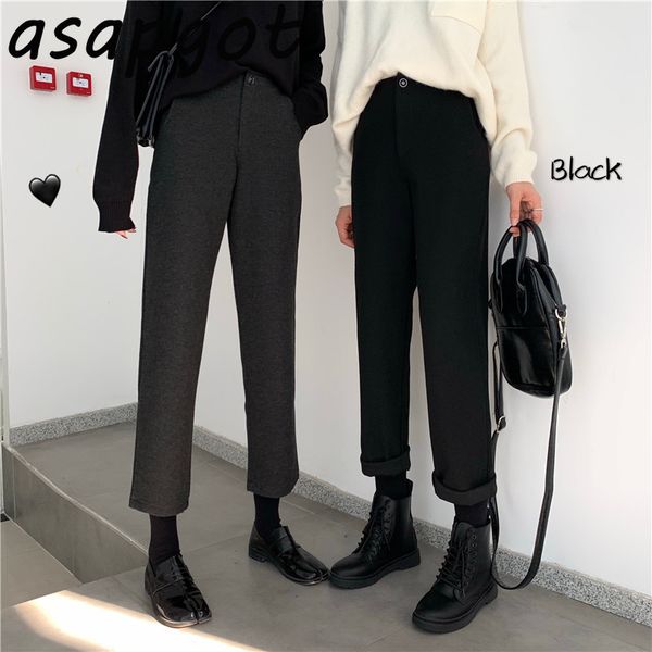 chic korean slim high waist black winter woolen straight pants wild thick plus size casual grey fashion pantalones mujer 210429, Black;white
chic korean slim high waist black winter woolen straight pants wild thick plus size casual grey fashion pantalones mujer 210429, Black;white