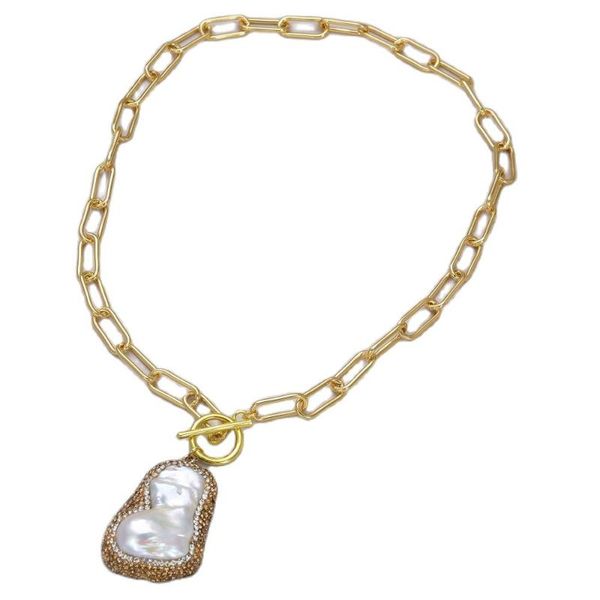 chokers jk natural cultured white keshi baroque pearl pendant chain necklace for women, Golden;silver
chokers jk natural cultured white keshi baroque pearl pendant chain necklace for women, Golden;silver