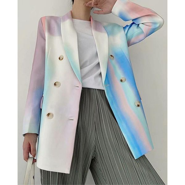 women's suits & blazers women 2021 fashion double breasted tie-dye print blazer coat vintage long sleeve pockets female outerwear chic, White;black
women's suits & blazers women 2021 fashion double breasted tie-dye print blazer coat vintage long sleeve pockets female outerwear chic, White;black