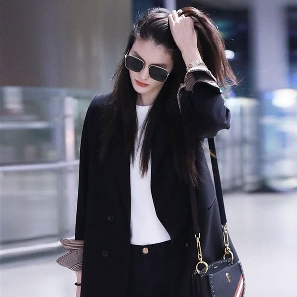 women korean lapel blazer overcoat fashion casual slim long sleeve jacket with pocket autumn outerwear women's suits & blazers, White;black
women korean lapel blazer overcoat fashion casual slim long sleeve jacket with pocket autumn outerwear women's suits & blazers, White;black