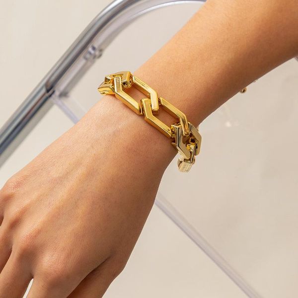 link, chain hip-hop style ccb wide-brimmed bracelet ins simple geometric hexagon single-layer european and american jewelry, Black
link, chain hip-hop style ccb wide-brimmed bracelet ins simple geometric hexagon single-layer european and american jewelry, Black
