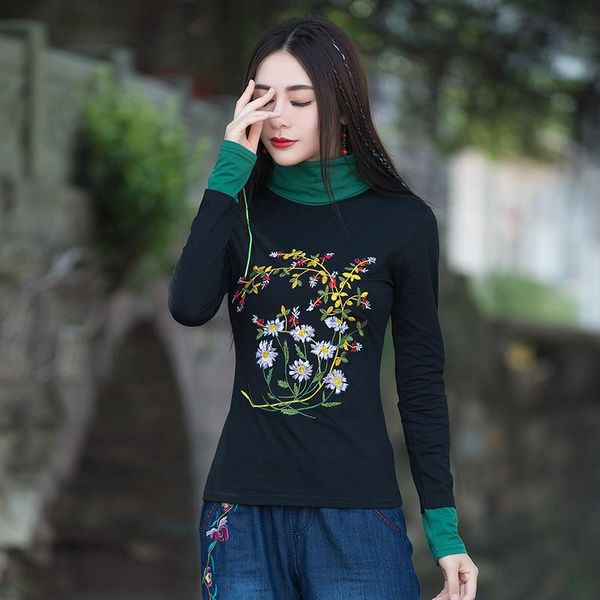 women's t-shirt long-sleeved women 2021 autumn national style print stitching slim female office lady plus size turtleneck haut femme, White
women's t-shirt long-sleeved women 2021 autumn national style print stitching slim female office lady plus size turtleneck haut femme, White