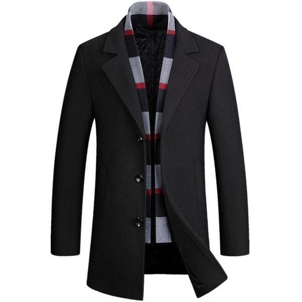 men's wool & blends winter men coat scarf collar thick jacket business casual man woolen overcoat long trench warm clothing, Black
men's wool & blends winter men coat scarf collar thick jacket business casual man woolen overcoat long trench warm clothing, Black