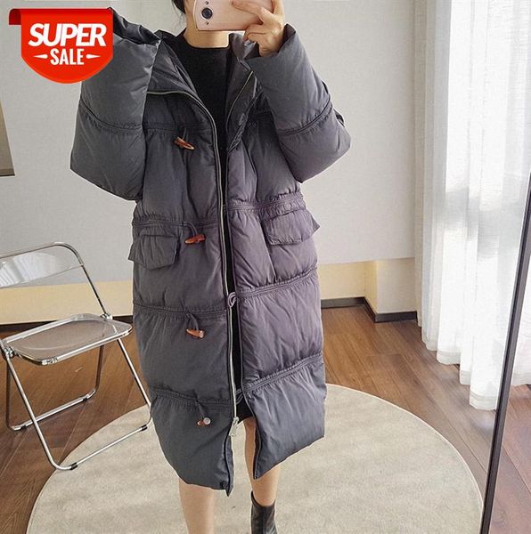 940449 white duck down horn button jacket women loose hooded retro light mid-length coat #mr5t, Black
940449 white duck down horn button jacket women loose hooded retro light mid-length coat #mr5t, Black