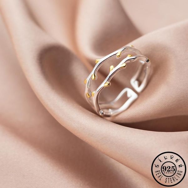 cluster rings 925 sterling silver irregular tree branch shape bridal sets adjustable open knuckle finger fine jewelry gifts for women, Golden;silver 
cluster rings 925 sterling silver irregular tree branch shape bridal sets adjustable open knuckle finger fine jewelry gifts for women, Golden;silver