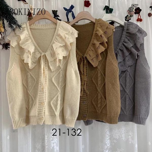 women's vests terokinizo lace patchwork v neck sweater vest single breasted sleeveless jackets women solid color casual vintage knitted, Black;white
women's vests terokinizo lace patchwork v neck sweater vest single breasted sleeveless jackets women solid color casual vintage knitted, Black;white