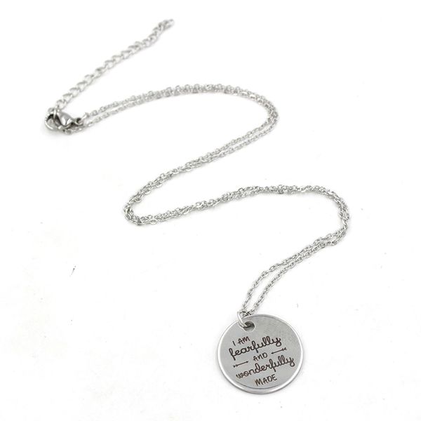 new arrival inspiration jewelry stainless steel necklace i am fearfully and wonderfully made pendant necklaces for women friends gifts, Silver
new arrival inspiration jewelry stainless steel necklace i am fearfully and wonderfully made pendant necklaces for women friends gifts, Silver