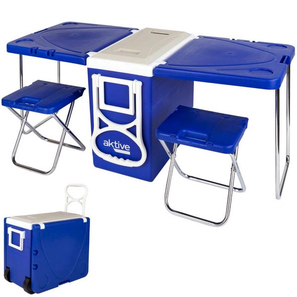 camp furniture fridge with folding table and camping aktive stools, portable tables, table, chairs
camp furniture fridge with folding table and camping aktive stools, portable tables, table, chairs