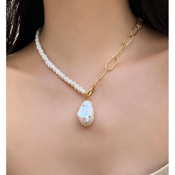 pendant necklaces pure hand stitching chain baroque freshwater pearl necklace short collarbone, Silver
pendant necklaces pure hand stitching chain baroque freshwater pearl necklace short collarbone, Silver