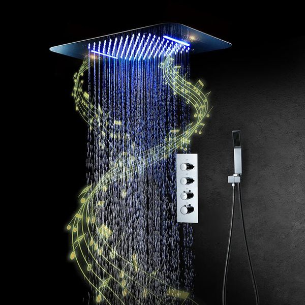 music led shower head 580*380mm stainless steel ceiling mounted rainfall bathroom set system faucet thermostatic mixer sets
music led shower head 580*380mm stainless steel ceiling mounted rainfall bathroom set system faucet thermostatic mixer sets