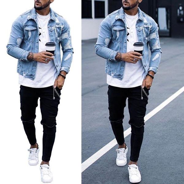 men's jackets jacket denim ripped hole washed jean men fashion mens clothing trends, Black;brown
men's jackets jacket denim ripped hole washed jean men fashion mens clothing trends, Black;brown