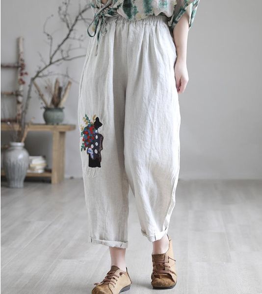 women's pants & capris women summer 21vintage loose embroiery elastic waist solid color female linen wild ankle-length harem trousers f, Black;white
women's pants & capris women summer 21vintage loose embroiery elastic waist solid color female linen wild ankle-length harem trousers f, Black;white