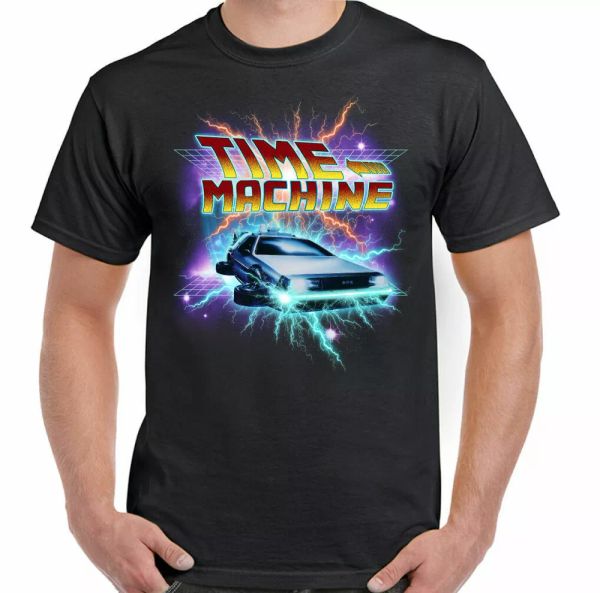time machine man funny back to the future inspired t-shirt delorean dmc, White;black
time machine man funny back to the future inspired t-shirt delorean dmc, White;black