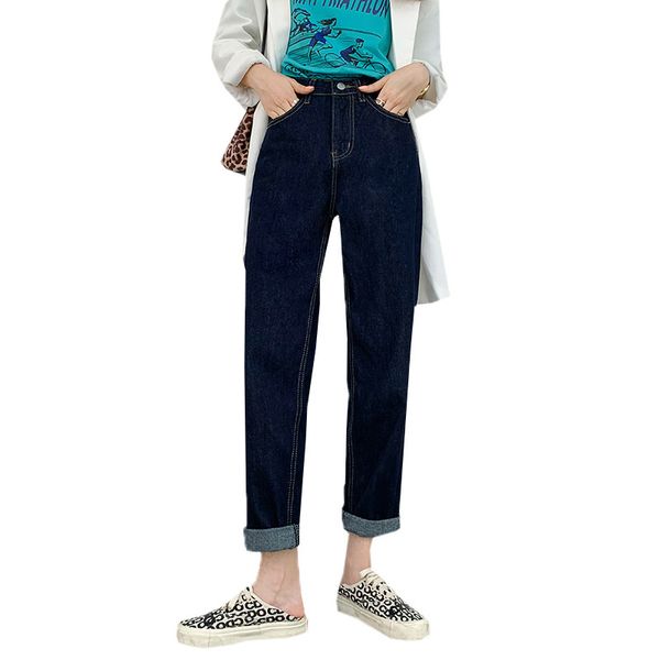 jeans women's highwaisted brim loose autumn and winter korean version of the all-match old nine stitches pants, Blue
jeans women's highwaisted brim loose autumn and winter korean version of the all-match old nine stitches pants, Blue
