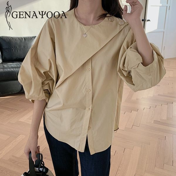 genayooa womens and blouses vintage korean style long single-breasted white blouse irregular puff sleeve femme 210417
genayooa womens and blouses vintage korean style long single-breasted white blouse irregular puff sleeve femme 210417