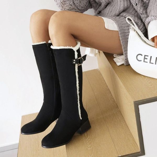 boots ochanmeb size 34-43 medium block heels knee high boot women winter fleece trimmed metal buckle snow round toe shoes ladies, Black
boots ochanmeb size 34-43 medium block heels knee high boot women winter fleece trimmed metal buckle snow round toe shoes ladies, Black