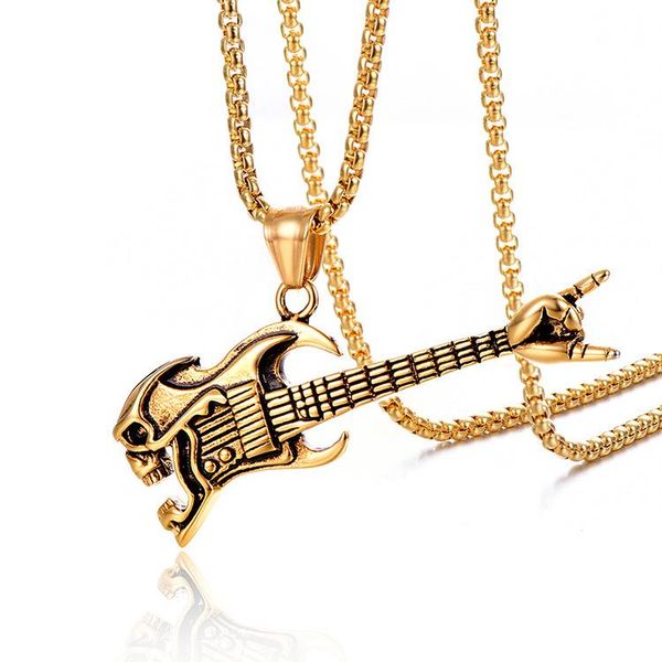 pendant necklaces hip hop rock skull guitar pendants gold silver color 316l stainless steel link chain for men fashion jewelry
pendant necklaces hip hop rock skull guitar pendants gold silver color 316l stainless steel link chain for men fashion jewelry