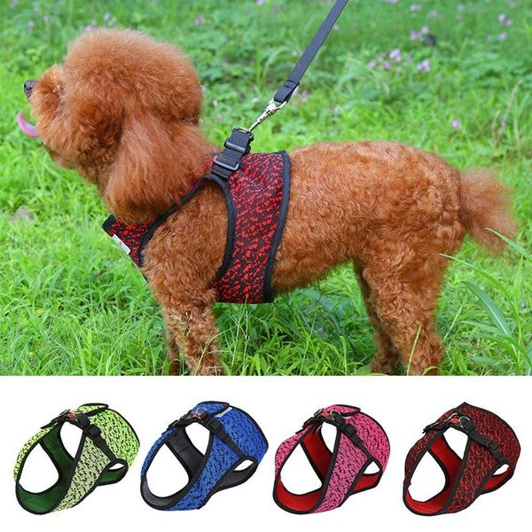 dog collars & leashes adjustable reflective safety harness quick release puppy walking vest with leash ring for small medium dogs cats