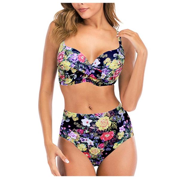women's swimwear women bikini two piece flower print set push up bathing high waist swimsuit sling cross bandage, White;black
women's swimwear women bikini two piece flower print set push up bathing high waist swimsuit sling cross bandage, White;black