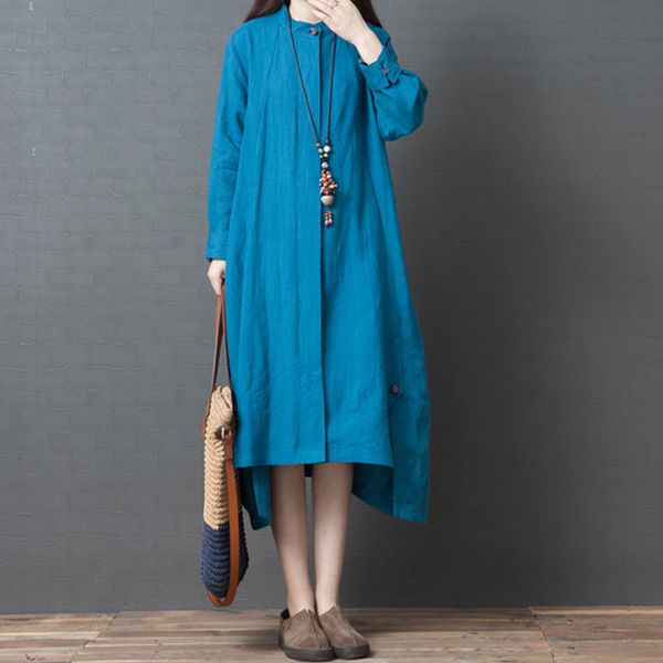 johnature casual vintage irregular solid color stand pockets women plus size dress autumn loose long sleeve women dress 210521, Black;gray
johnature casual vintage irregular solid color stand pockets women plus size dress autumn loose long sleeve women dress 210521, Black;gray