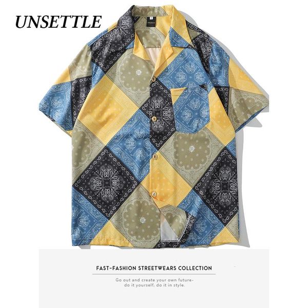 men's casual shirts unsettle 2021ss summer streetwear color block patchwork print hawaiian hip hop short sleeve button down shirt, White;black
men's casual shirts unsettle 2021ss summer streetwear color block patchwork print hawaiian hip hop short sleeve button down shirt, White;black