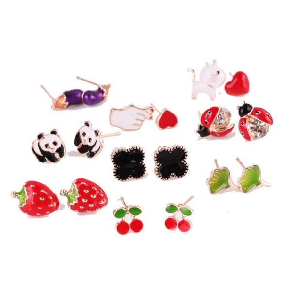 new products sell well fruit animal flower clover girl's one week earrings, Black
new products sell well fruit animal flower clover girl's one week earrings, Black