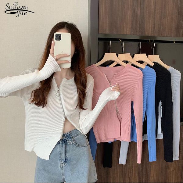 women's knits & tees autumn zipper design slim sweater elegant long sleeve bottoming shirt 2021 knit cardigan short jacket female women, White
women's knits & tees autumn zipper design slim sweater elegant long sleeve bottoming shirt 2021 knit cardigan short jacket female women, White