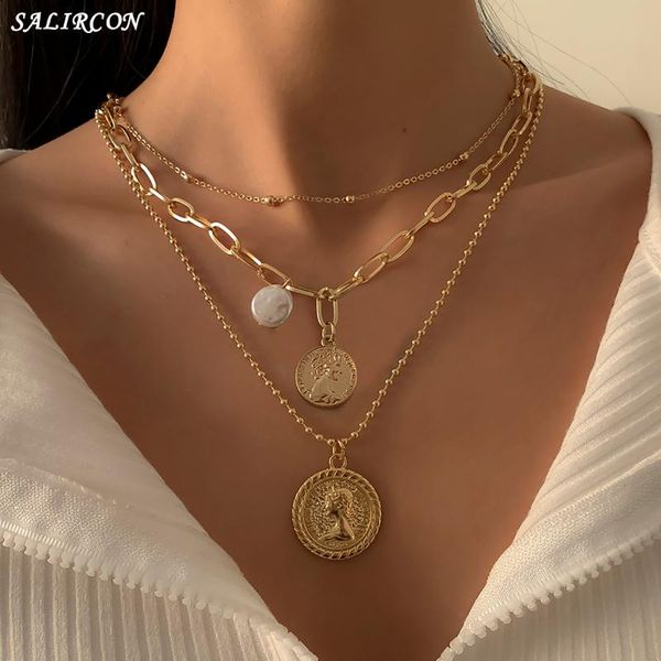 vintage multi layer carved coin portrait pendant necklace for women kpop baroque pearl beads chain fashion jewelry 2021 necklaces, Silver
vintage multi layer carved coin portrait pendant necklace for women kpop baroque pearl beads chain fashion jewelry 2021 necklaces, Silver
