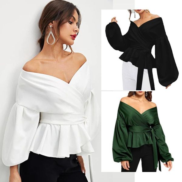 women's blouses & shirts shirt long sleeve lantern bow tie autumn v-neck off-the-shoulder 2021 designer girls, White
women's blouses & shirts shirt long sleeve lantern bow tie autumn v-neck off-the-shoulder 2021 designer girls, White