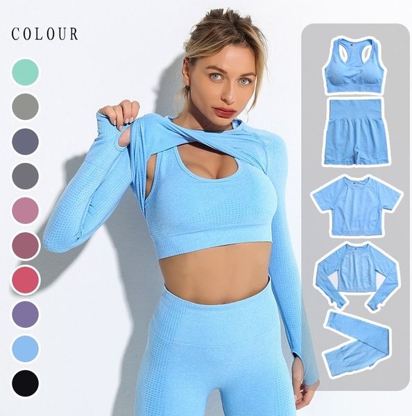 teach wear tracksuits gym 5pcs womens vital seamless yoga set workout sportswear active clothing t shirt shorts long sleeve crop high waist, Gray
teach wear tracksuits gym 5pcs womens vital seamless yoga set workout sportswear active clothing t shirt shorts long sleeve crop high waist, Gray