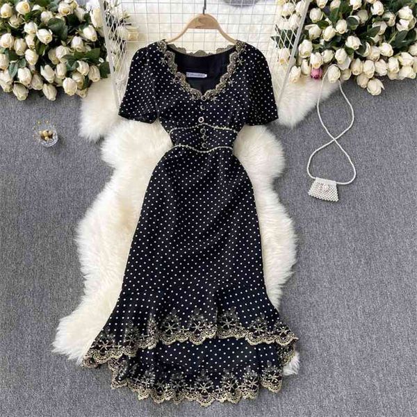 women fashion v collar short sleeve high waist slim retro embroidered fishtail sweet polka dot dress clothes vestidos s612 210527, Black;gray
women fashion v collar short sleeve high waist slim retro embroidered fishtail sweet polka dot dress clothes vestidos s612 210527, Black;gray