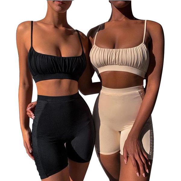 women's swimwear k9635 cross-border sling pleated casual shorts suit tight two-piece women, White;black
women's swimwear k9635 cross-border sling pleated casual shorts suit tight two-piece women, White;black