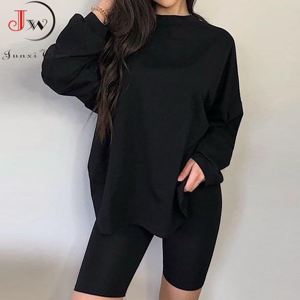 autumn women's two piece suit casual solid home loose sport tracksuits fashion long sleeve and shorts set outfits 210510, White
autumn women's two piece suit casual solid home loose sport tracksuits fashion long sleeve and shorts set outfits 210510, White