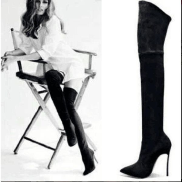 boots concise casual mature autumn winter knee high for women flock solid zip pointed toe super big size shoes, Black
boots concise casual mature autumn winter knee high for women flock solid zip pointed toe super big size shoes, Black