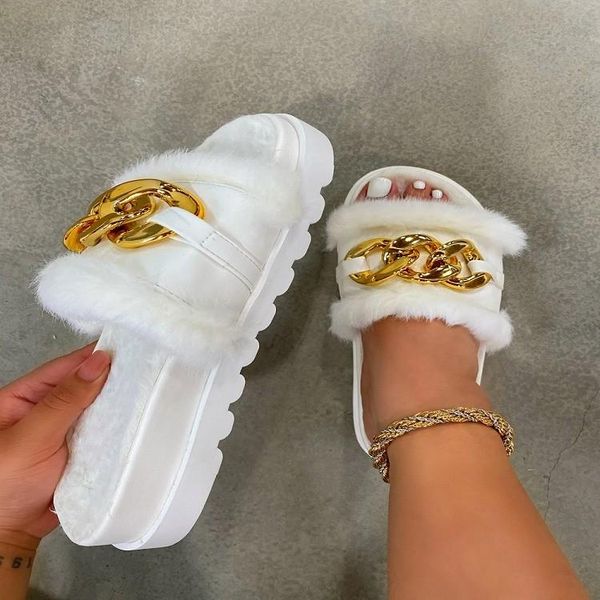 slippers summer plush fashion open toe solid color women's sandals metal chain outdoor casual shoes zapatillas mujer, Black
slippers summer plush fashion open toe solid color women's sandals metal chain outdoor casual shoes zapatillas mujer, Black