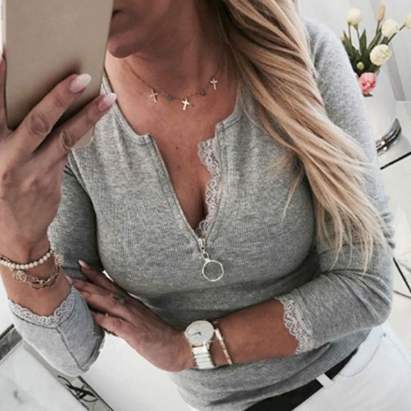women's t-shirt women autumn long sleeve v neck tight tee arrival casual slim, White
women's t-shirt women autumn long sleeve v neck tight tee arrival casual slim, White