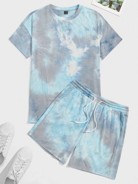 men tie dye & track shorts y2ko#, Gray