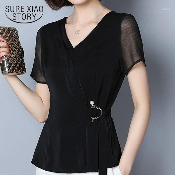 blusas women and blouses 2021 plus size shirt v-neck chiffon blouse black solid short sleeve lady 2882, White
blusas women and blouses 2021 plus size shirt v-neck chiffon blouse black solid short sleeve lady 2882, White