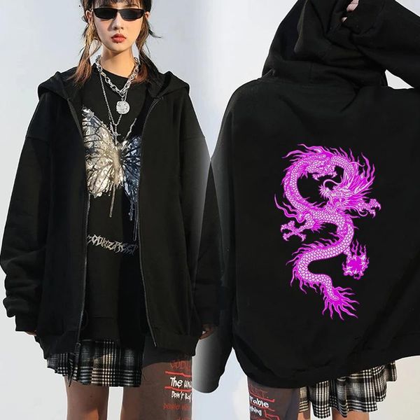 women's hoodies & sweatshirts chinese dragon print gothic streetwear long sleeve zip up y2k grunge clothes sweatshirt fashion punk spor, Black
women's hoodies & sweatshirts chinese dragon print gothic streetwear long sleeve zip up y2k grunge clothes sweatshirt fashion punk spor, Black