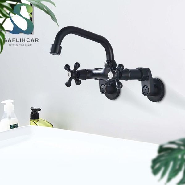 black bathroom basin faucet 360 degree rotating spout and cold two-handle wall-mounted kitchen sink faucets
black bathroom basin faucet 360 degree rotating spout and cold two-handle wall-mounted kitchen sink faucets