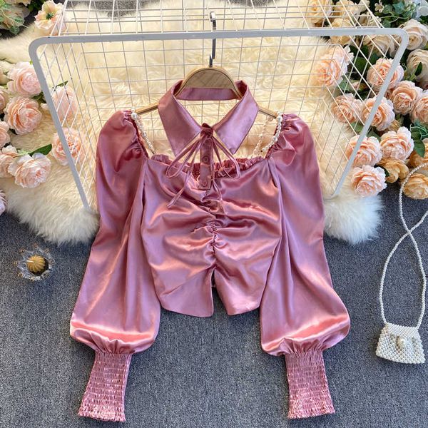 elegant faux satin sweet women blouse chic spring single breasted cute elastic waist ladies shirt 210601, White
elegant faux satin sweet women blouse chic spring single breasted cute elastic waist ladies shirt 210601, White