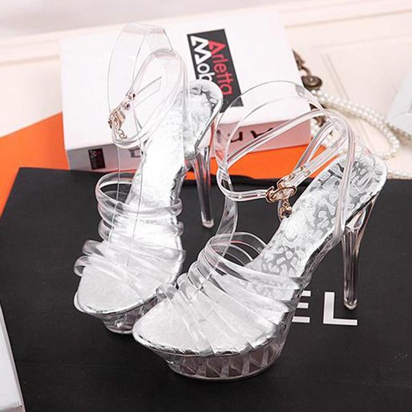 sandals high-heeled 14cm women's dance model show t-stage platform brand crystal transparent large size, Black
sandals high-heeled 14cm women's dance model show t-stage platform brand crystal transparent large size, Black