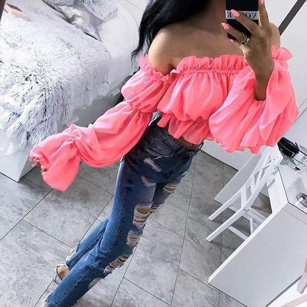 fashion chiffon long womens shirt puff sleeve off shoulder crop loose casual blouse lady corp top, White
fashion chiffon long womens shirt puff sleeve off shoulder crop loose casual blouse lady corp top, White