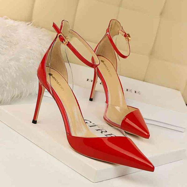 shoes european dress and american style fashion fine heel super high patent leather shallow mouth pointed cutout belt sandals, Black
shoes european dress and american style fashion fine heel super high patent leather shallow mouth pointed cutout belt sandals, Black