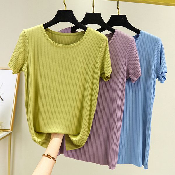 women's t shirt 2021 summer thread cotton double round neck short sleeve casual and breathable fashion base coat, White
women's t shirt 2021 summer thread cotton double round neck short sleeve casual and breathable fashion base coat, White